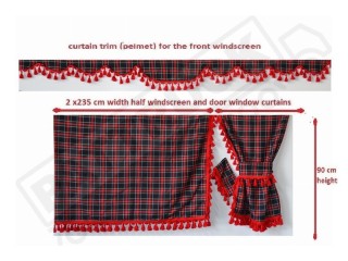 TARTAN TRUCK CURTAINS FULL SET ROYAL BLUE& BLACK- IVECO