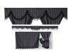 TARTAN TRUCK CURTAINS FULL SET ROYAL BLUE & BLACK STRINGS /  VOLVO DAF SCANIA MAN MERCEDES RENAULT IVECO