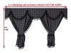 TARTAN TRUCK CURTAINS FULL SET ROYAL BLUE & BLACK STRINGS /  VOLVO DAF SCANIA MAN MERCEDES RENAULT IVECO