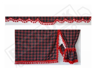 TARTAN TRUCK SIDE CURTAINS  ROYAL STEWARD LARGE &  RED TASSELS -MERCEDES,MAN,DAF,VOLVO,SCANIA,IVECO,RENAULT
