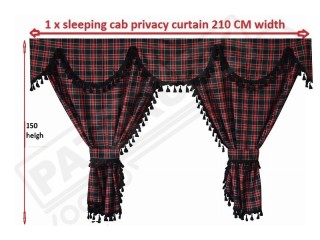 TARTAN TRUCK CURTAINS FULL SET ROYAL STEWARD LARGE &  RED TASSELS /   VOLVO DAF SCANIA MAN MERCEDES RENAULT IVECO