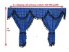 TARTAN TRUCK CURTAINS FULL SET ROYAL BLUE & BLACK STRINGS /  VOLVO DAF SCANIA MAN MERCEDES RENAULT IVECO