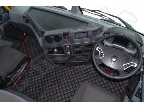 TRUCK ECO LEATHER FLOOR SET-BLACK FIT RENAULT T RANGE - FLAT FLOOR