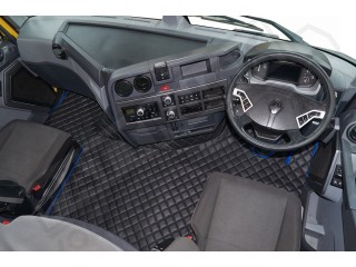 TRUCK ECO LEATHER FLOOR SET-BLACK with RED  FIT RENAULT T RANGE - FLAT FLOOR