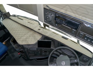 TRUCK ECO LEATHER DASH MAT WITH SPACE FOR SENSOR FIT VOLVO FH5 2021+ [ BLACK ]
