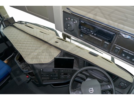 TRUCK ECO LEATHER DASH MAT WITH SPACE FOR SENSOR FIT VOLVO FH5 2021+ [ BLACK ]