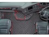 ECO LEATHER FLOOR MAT -BLACK /RED FIT SCANIA S New Generation  [ 2017+ ] SWIVEL/AIR  PASSENGER SEAT