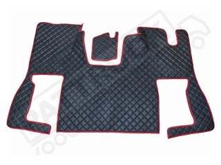 ECO LEATHER FLOOR MAT -BLACK /RED FIT SCANIA S New Generation  [ 2017+ ] SWIVEL/AIR  PASSENGER SEAT