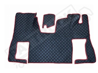 ECO LEATHER FLOOR MAT -BLACK/RED [ V8] FIT SCANIA S New Generation  [ 2017+ ] FLIP PASSENGER SEAT