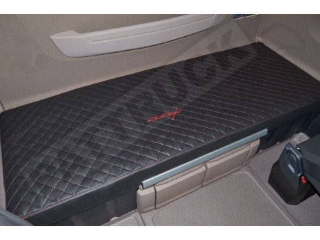 TRUCK ECO LEATHER BED COVER FIT DAF XG BLACK WITH RED STITCHES