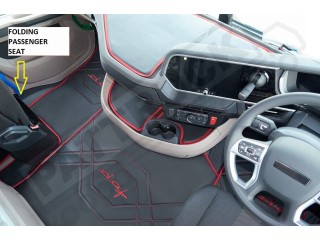 DAF XG ,XG+   TRUCK ECO LEATHER FLOOR SET-BLACK/RED  [ FOLDING PASSENGER SEAT ]