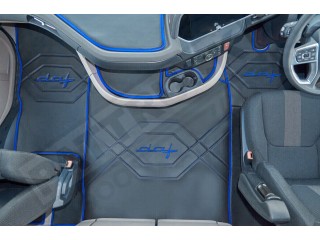 DAF XG ,XG+   TRUCK ECO LEATHER FLOOR SET-BLACK/BLUE  [ FOLDING PASSENGER SEAT ]