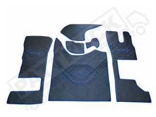 DAF XG ,XG+   TRUCK ECO LEATHER FLOOR SET-BLACK/BLUE  [ FOLDING PASSENGER SEAT ]