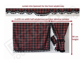TARTAN TRUCK SIDE CURTAINS  ROYAL STEWARD LARGE &  BLACK TASSELS -MERCEDES,MAN,DAF,VOLVO,SCANIA,IVECO,RENAULT