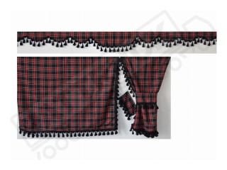TARTAN TRUCK SIDE CURTAINS  ROYAL STEWARD LARGE &  BLACK TASSELS -MERCEDES,MAN,DAF,VOLVO,SCANIA,IVECO,RENAULT