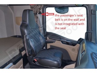 TRUCK ECO LEATHER SEAT COVERS FIT MAN TGX PAIR OF BLACK WITH BLUE STITCHES 2021+