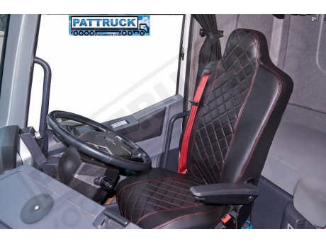 TRUCK ECO LEATHER SEAT COVERS FIT DAF XF 106 / CF EURO 6 PAIR OF BLACK