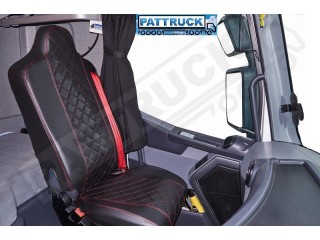 TRUCK ECO LEATHER SEAT COVERS FIT DAF XF 106 / CF EURO 6 PAIR OF BLACK