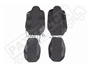 TRUCK ECO LEATHER SEAT COVERS FIT DAF XF 106 / CF EURO 6 PAIR OF BLACK