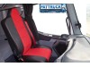 TRUCK HALF ECO LEATHER SEAT COVERS FIT RENAULT T RANGE PAIR OF BLACK / RED