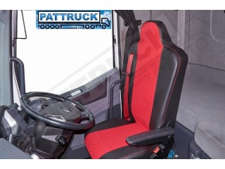 TRUCK HALF ECO LEATHER SEAT COVERS FIT RENAULT T RANGE PAIR OF BLACK / RED