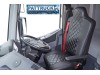FIT RENAULT T RANGE TRUCK ECO LEATHER SEAT COVERS PAIR OF BLACK WITH RED STITCHES