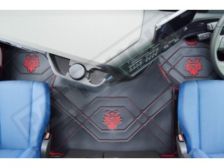 TRUCK ECO LEATHER FLOOR SET-BLACK WITH BLUE VIKING suitable VOLVO FH5 ,FH4 - TWIN AIR SEATS