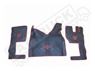 TRUCK ECO LEATHER FLOOR SET-BLACK WITH BLUE VIKING suitable VOLVO FH5 ,FH4 - TWIN AIR SEATS