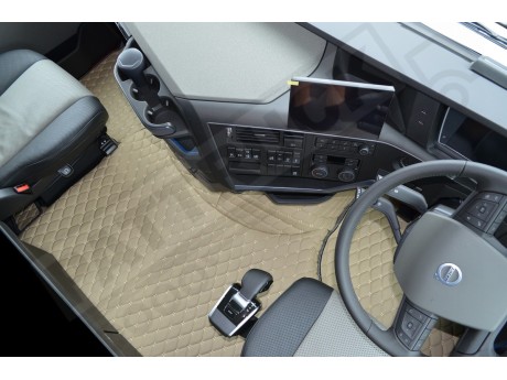 TRUCK ECO LEATHER FLOOR SET-BLACK WITH RED VIKING suitable VOLVO FH5 ,FH4 - TWIN AIR SEATS