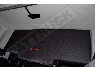 TRUCK BED COVER  suitable for IVECO  Iveco S-way [ new shape]  ECO LEATHER BLACK-RED  STITCHES