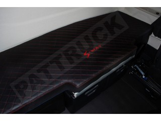 TRUCK BED COVER  suitable for IVECO  Iveco S-way [ new shape]  ECO LEATHER BLACK-RED  STITCHES