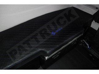 TRUCK BED COVER  suitable for IVECO   S-WAY  [ new shape]  ECO LEATHER BLACK-BLUE  STITCHES