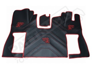 ECO LEATHER FLOOR MAT -BLACK /RED FIT SCANIA S New Generation  [ 2017+ ] SWIVEL/AIR  PASSENGER SEAT