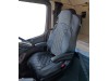 TRUCK ECO LEATHER SEAT COVERS  suitable for MERCEDES MP4 / MP5 PAIR OF BLACK WITH BLUE STITCHES