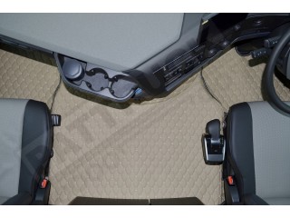 TRUCK ECO LEATHER FLOOR SET-Black/GOLD  suitable VOLVO FH5 ,FH4 - FOLDING passenger seat