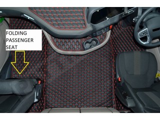 TRUCK ECO LEATHER FLOOR SET-BLACK/RED  [ FOLDING PASSENGER SEAT ]Suitable for  Daf  XG , XG+