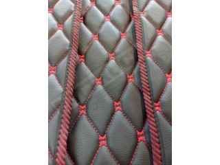 TRUCK ECO LEATHER FLOOR SET-BLACK/RED  [ FOLDING PASSENGER SEAT ]Suitable for  Daf  XG , XG+