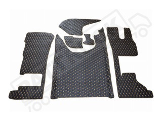 TRUCK ECO LEATHER FLOOR SET-BLACK/RED  [ FOLDING PASSENGER SEAT ]Suitable for  Daf  XG , XG+