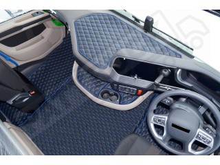 TRUCK ECO LEATHER FLOOR SET-BLACK/GOLD  [ FOLDING PASSENGER SEAT ]Suitable for  Daf  XG , XG+