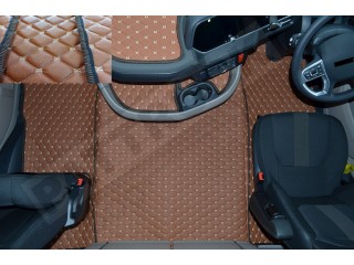 TRUCK ECO LEATHER FLOOR SET-BLACK/RED  [ FOLDING PASSENGER SEAT ]Suitable for  Daf  XG , XG+