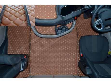 TRUCK ECO LEATHER FLOOR SET-BLACK/RED  [ FOLDING PASSENGER SEAT ]Suitable for  Daf  XG , XG+