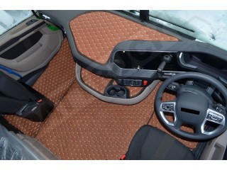 TRUCK ECO LEATHER FLOOR SET-BLACK/RED  [ FOLDING PASSENGER SEAT ]Suitable for  Daf  XG , XG+