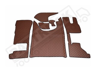 TRUCK ECO LEATHER FLOOR SET-BLACK/RED  [ FOLDING PASSENGER SEAT ]Suitable for  Daf  XG , XG+