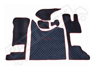 TRUCK ECO LEATHER FLOOR SET-BLACK/RED  [ FOLDING PASSENGER SEAT ]Suitable for  Daf  XG , XG+