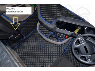 ECO LEATHER FLOOR SET- Black / red stitching/ red trim/ red embroidery  [ FOLDING PASSENGER SEAT ]Suitable for  Daf  XG , XG+