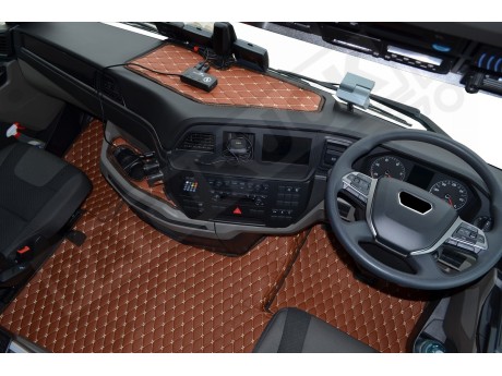 TRUCK ECO LEATHER FLOOR SET-BLACK/Blue  compatible with MAN TGX  2021+