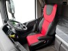 TRUCK ECO LEATHER SEAT COVERS  suitable for DAF XF GX XG+  PAIR OF BLACK WITH RED STITCHES
