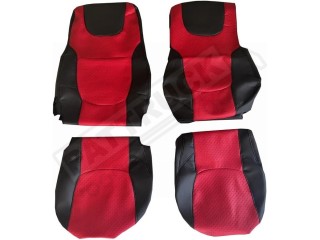 TRUCK ECO LEATHER SEAT COVERS  suitable for DAF XF GX XG+  PAIR OF BLACK WITH RED STITCHES