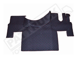 TRUCK ECO LEATHER FLOOR SET-BLACK with RED  FIT RENAULT T RANGE - FLAT FLOOR