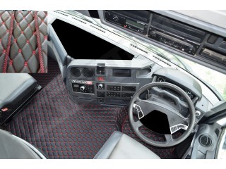 TRUCK ECO LEATHER FLOOR SET-BLACK/GOLD  FIT RENAULT T RANGE WITH ENGINE HUMP